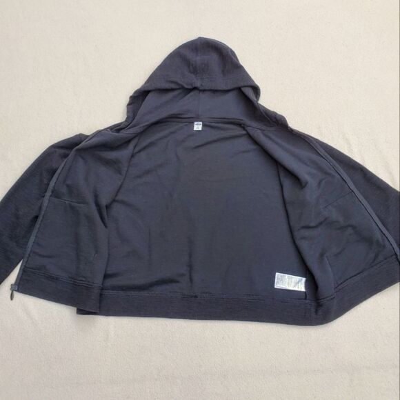 Old Navy Zip Up Hooded Black Textured  Sweatshirt - Picture 10 of 12